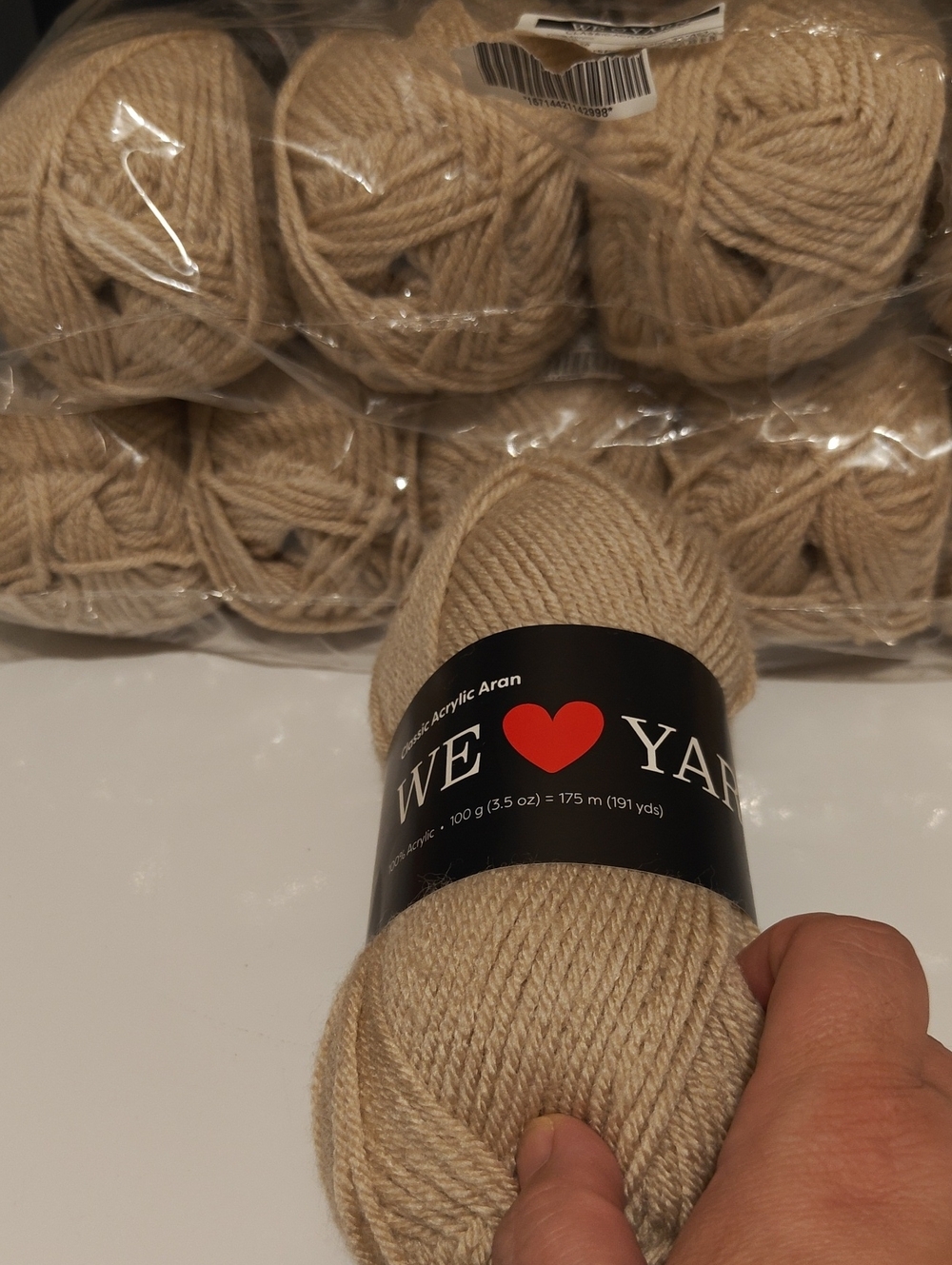 Cream Acrylic Aran Yarn - Soft Neutral Skein
